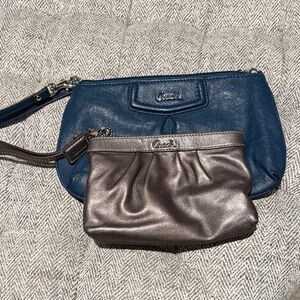 Coach Navy and Metallic Wristlet Set